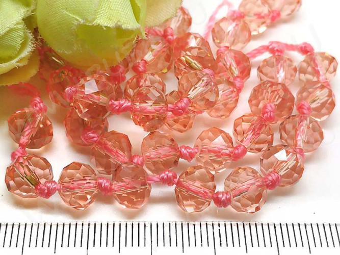 (СКИДКИ!!!) Бусина Абакус гранёный 8*8*5,5мм Хрусталь персиковый (имитация Сваровски) (10шт.)