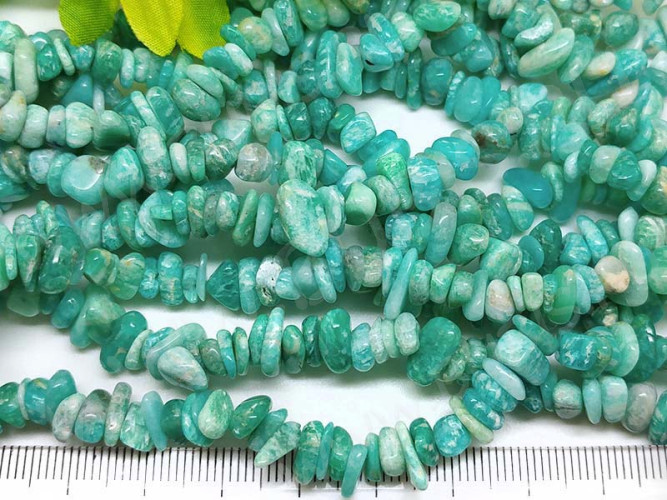 Крошка (галтовка) каменная 128 5-9мм Амазонит натуральный (камни) (нить 40см)