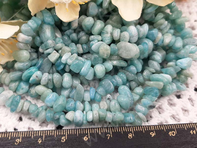Крошка (галтовка) каменная 128 5-9мм Амазонит натуральный (камни) (нить 40см)