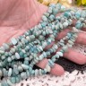 Купить Крошка (галтовка) каменная 128 5-9мм Амазонит натуральный (камни) (нить 40см) с доставкой по России