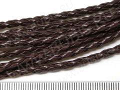 Шнур кожаный 05 кожзам плетёный круглый 3мм т.коричневый (1м)