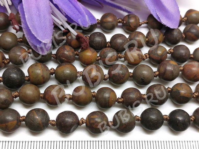 (СКИДКИ!!!) Бусина округлая 8мм Яшма Пикассо тёмная (камни) (10шт)