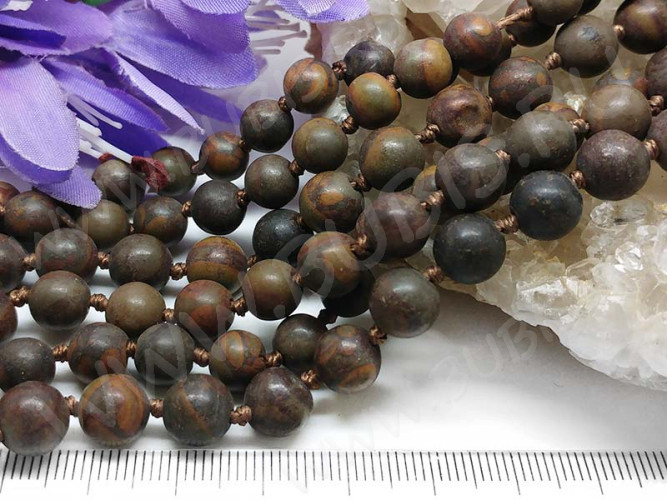 (СКИДКИ!!!) Бусина округлая 8мм Яшма Пикассо тёмная (камни) (10шт)