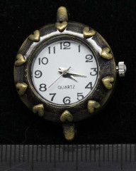 Заготовка для часов 112 Округлая сердечки 30,5*25*7,6мм античная бронза+белый (часы)