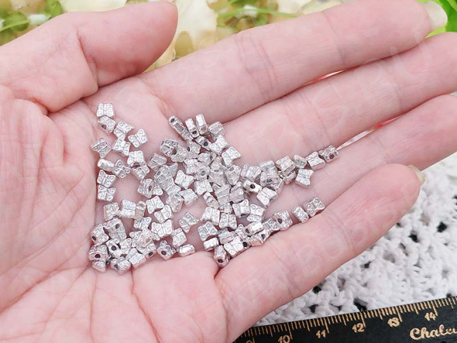 (СКИДКИ!!!) Бусина 177 Бабочка 06 двусторонняя маленькая 5*4*2мм серебристая (литьё) (10шт.)