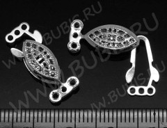 Замочек-застёжка №09 Овал на 3 нити 21*8*3мм цвет платины (Brass)