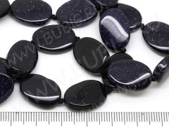 Бусина каменная Овал 28 закрученный 18*12,5*4мм Авантюрин т.синий имит. (камни)