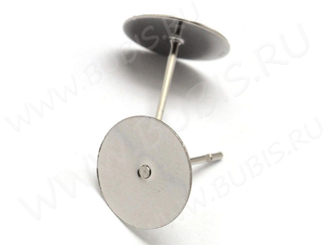 (СКИДКИ!!!) Пуссеты ("гвоздики") №155 с платформой 10мм 12*10мм цвет платины (хирургическая сталь) (10 пар)