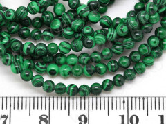 (ОПТ) Бусина округлая 3мм Малахит синт. (камни) (НИТЬ)