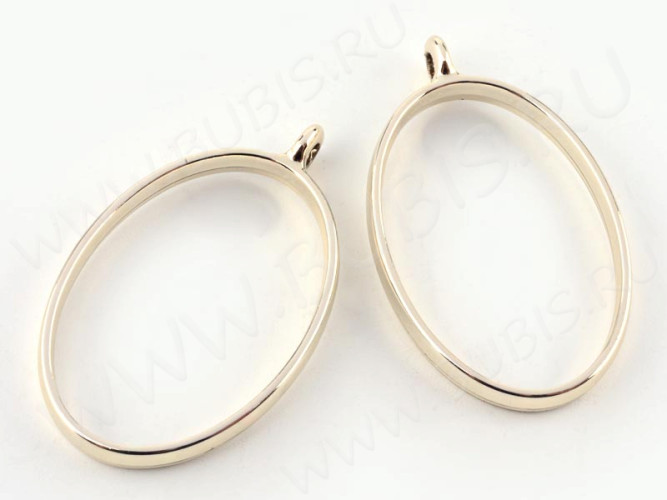 Подвеска Рамка 01 овал 39*24*5,8мм золотистая (литьё)