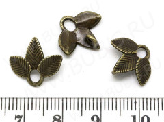 Подвеска Листик 32 коннектор 14*13*4,5мм античная бронза (литьё)