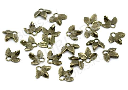Подвеска Листик 32 коннектор 14*13*4,5мм античная бронза (литьё)