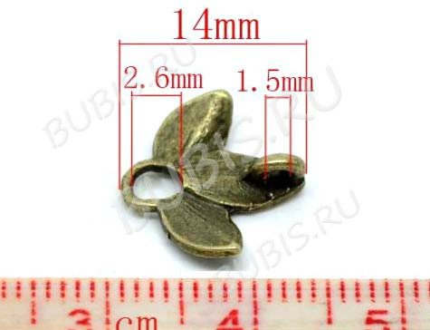 Подвеска Листик 32 коннектор 14*13*4,5мм античная бронза (литьё)