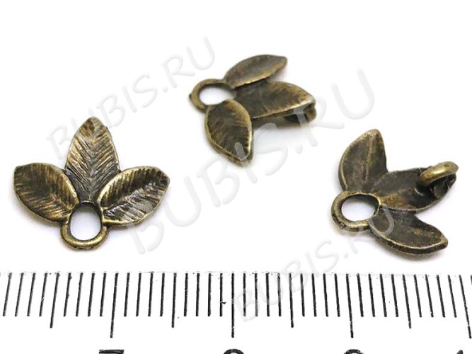 Подвеска Листик 32 коннектор 14*13*4,5мм античная бронза (литьё)