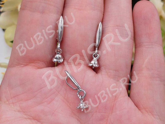 Швензы с английским замком №114 Зерно с пустышкой 25*9,5*2,5мм комплект с бейлом с пустышкой 20*5,5*2,5мм цвет платины (Brass с родированием) (1 комплект)