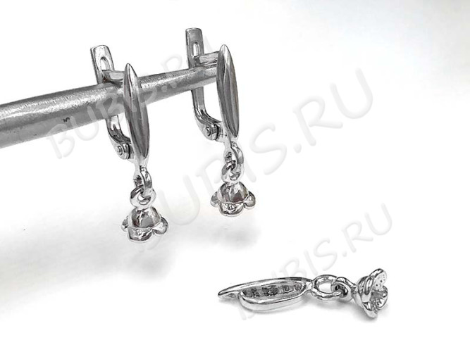 Швензы с английским замком №114 Зерно с пустышкой 25*9,5*2,5мм комплект с бейлом с пустышкой 20*5,5*2,5мм цвет платины (Brass с родированием) (1 комплект)