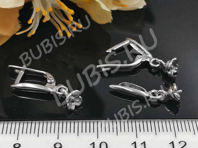 Швензы с английским замком №114 Зерно с пустышкой 25*9,5*2,5мм комплект с бейлом с пустышкой 20*5,5*2,5мм цвет платины (Brass с родированием) (1 комплект)