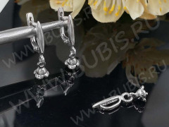 Швензы с английским замком №114 Зерно с пустышкой 25*9,5*2,5мм комплект с бейлом с пустышкой 20*5,5*2,5мм цвет платины (Brass с родированием) (1 комплект)