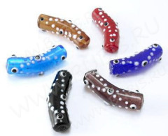 132 Трубочка с точками 36*10мм цвет 03 янтарный прозрачный (Lampwork)