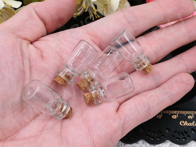 Бутылочка 28 с пробкой 1,7мл 27*13*13мм прозрачная (стекло)