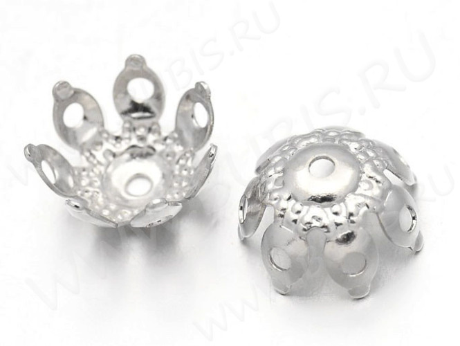 (СКИДКИ!!!) Шапочка тонкая 072 ажурная чашечка 9,5*9,5*5мм цвет платины (LUX Китай)(Brass)(10шт)