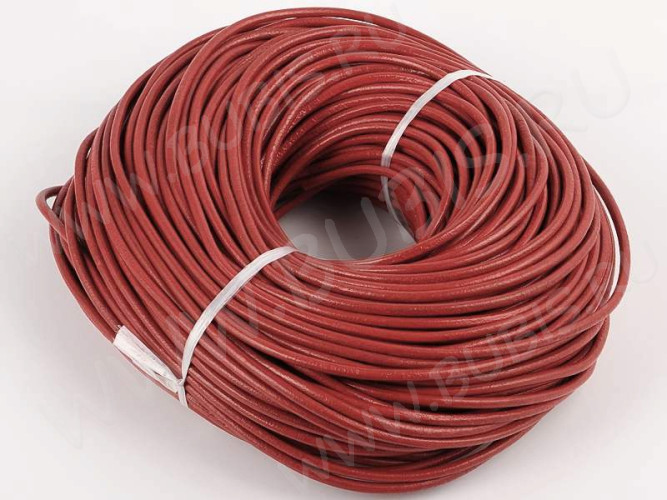 Шнур кожаный 11 воловья кожа круглый 3мм красный (1м)