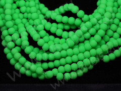 (ОПТ) Бусина округлая НЕОНОВАЯ прорезиненная 4мм яр.зелёная непрозрачная (стекло) (НИТЬ)