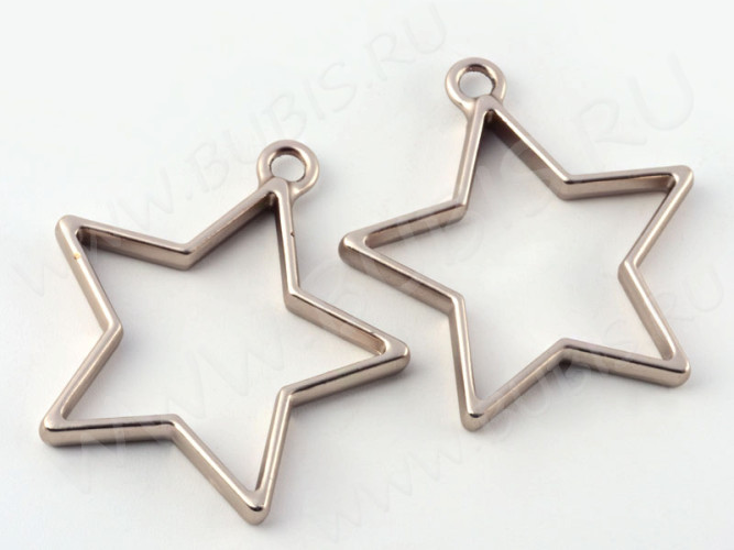 Подвеска Рамка 18 Звезда 35*33,5*3,5мм матовая тёмно-серебристая (литьё)