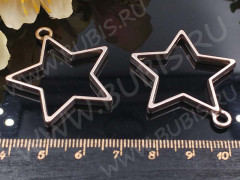 Подвеска Рамка 18 Звезда 35*33,5*3,5мм матовая тёмно-серебристая (литьё)