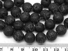 (ОПТ) Бусина округлая 10мм Лава вулканическая чёрная (камни) (НИТЬ)