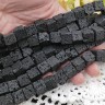Купить (ОПТ) Бусина каменная Кубик 12 12*12*12мм Лава вулканическая чёрная (камни) (НИТЬ) с доставкой по России