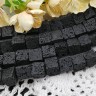Купить (ОПТ) Бусина каменная Кубик 12 12*12*12мм Лава вулканическая чёрная (камни) (НИТЬ) с доставкой по России