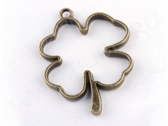 Подвеска Рамка 13 Клевер Четырехлистный 45*36*3,7мм античная бронза (литьё)