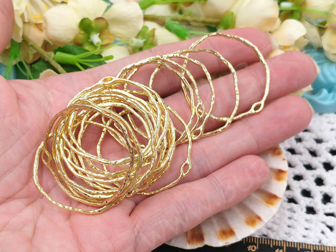 Подвеска Рамка 40 округлая 35*34,5*1,3мм светлое золото (LUX Китай) (сплав)