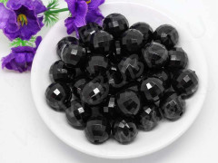 (СКИДКИ!!!) Бусина Округлая 03 шар гранёный 12мм чёрный непрозрачный (акрил) (10шт.)