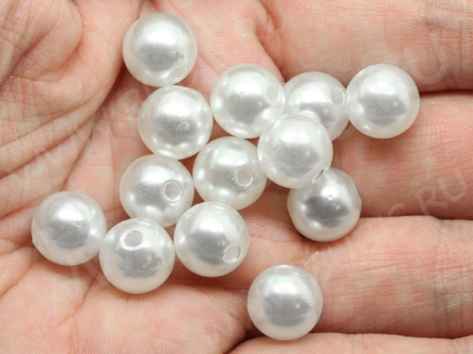 Бусина Округлая 19 "Жемчуг" 10мм белоснежный (акрил) (20шт.)