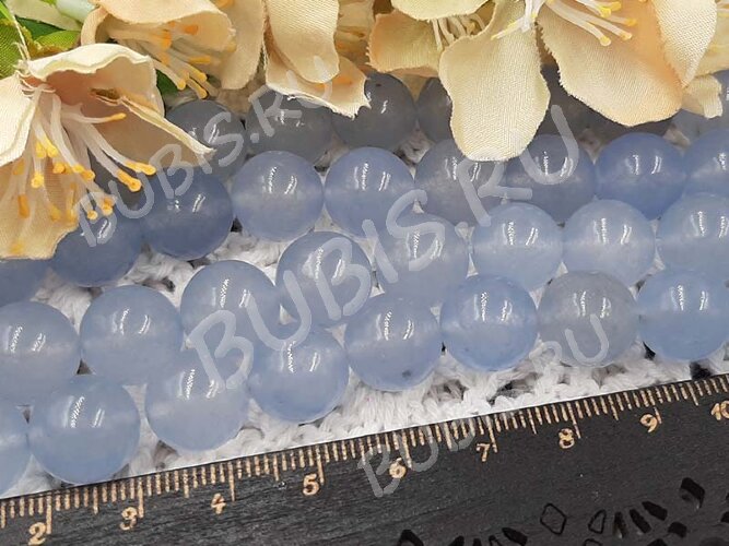 (ОПТ) Бусина округлая ГЛАДКАЯ 12мм Аквакварц (имитация Аквамарина) (камни) (НИТЬ)