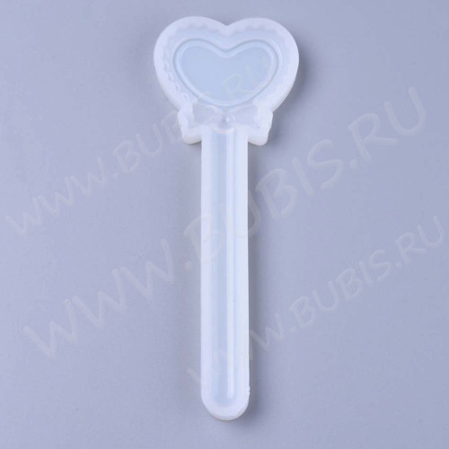 Молд 219 для эпоксидной смолы Палочка для волос Закладка Сердечко с бантиком 145*52*10мм (силикон)