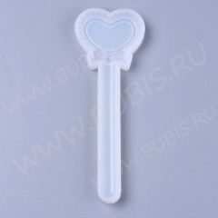 Молд 219 для эпоксидной смолы Палочка для волос Закладка Сердечко с бантиком 145*52*10мм (силикон)