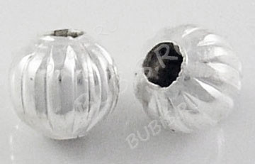 (СКИДКИ!!!) Бусина металлическая Шарик "Тыковка" 6*6*5,5мм серебристый (Iron) (50шт)