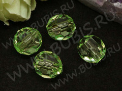 Бусина Округлая 41 гранёная 13,5*12,5*12,5мм св.салатовая прозрачная (акрил)