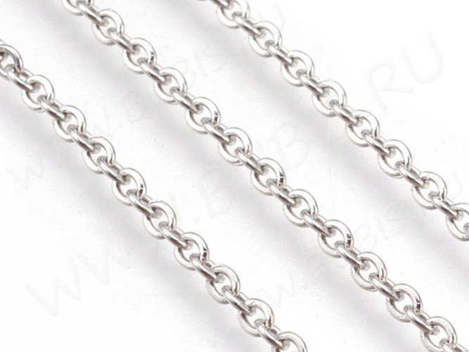 Цепочка S50 Ювелирная сталь с плоским звеном 2,5*2*0,3мм цвет платины (Хирургическая сталь) (50см)
