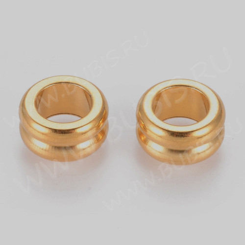 Бусина 157-G рондель разделитель  10*10*5мм золотистая (Хирургическая сталь)