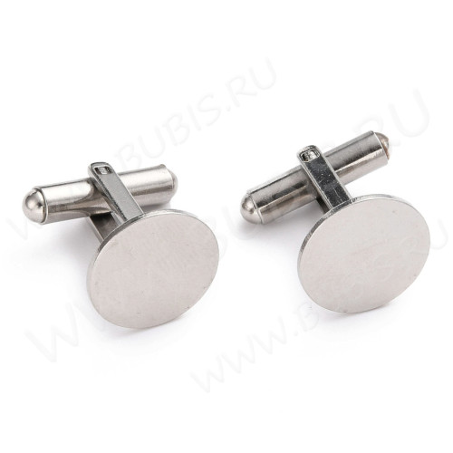 Основа (заготовка) для запонок 04 запонка с круглой площадкой 14мм цвет платины (Хирургическая сталь) (1 пара)