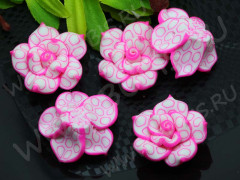 Бусина Fimo 48 Цветочек примерно 25*12мм бело-фуксия (фимо)