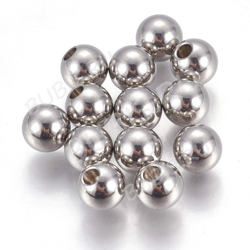 Концевик 135 шарик 6мм для мемори чокеров шнуров отверстие 2мм цвет платины (Хирургическая сталь) (10шт)