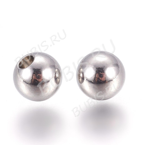 Концевик 135 шарик 6мм для мемори чокеров шнуров отверстие 2мм цвет платины (Хирургическая сталь) (10шт)