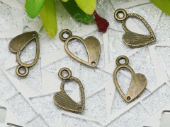 Подвеска Сердечко 23 коннектор рамка 17*11,5*1,5мм античная бронза (литьё)