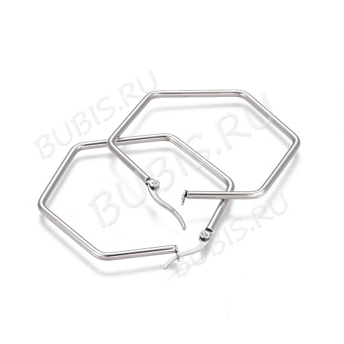 Швензы-кольца №15 Шестигранник Гексагон 40*2мм цвет платины (Хирургическая сталь) (1 пара)