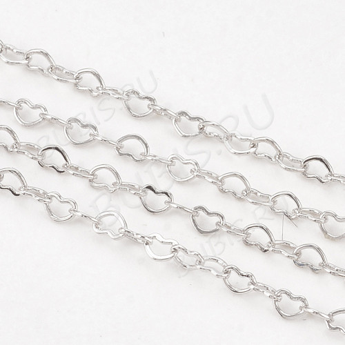 Цепочка C46 Сердечки звено 2*1,5*0,2мм цвет платины (Brass)(50см) 